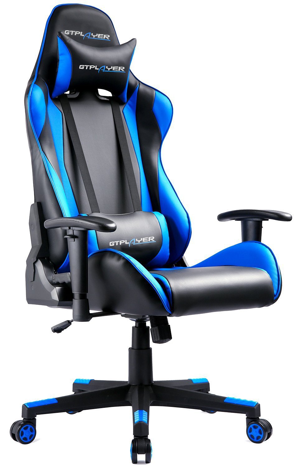 sedia da gamig nera e azzurra