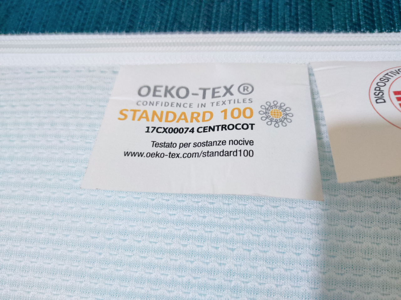 Veradea Memory Gel - etichetta OEKO TEX